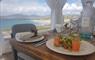 Talla na Mara salmon lunch on table with views of coast